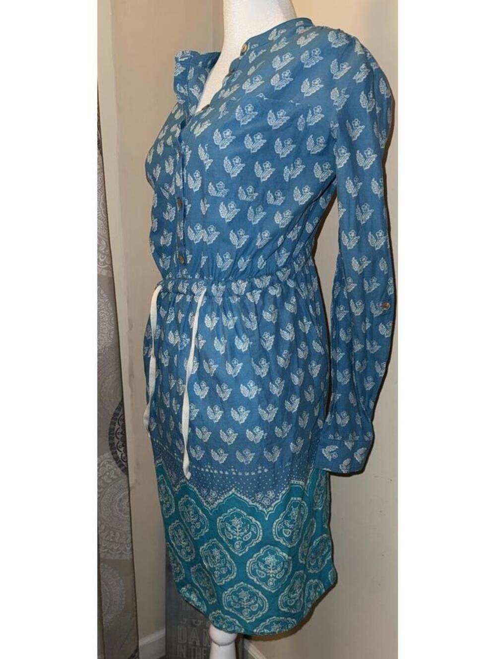 Anthropologie Meadow long sleeve floral Dress 4 cotton hippie boho shirt dress
